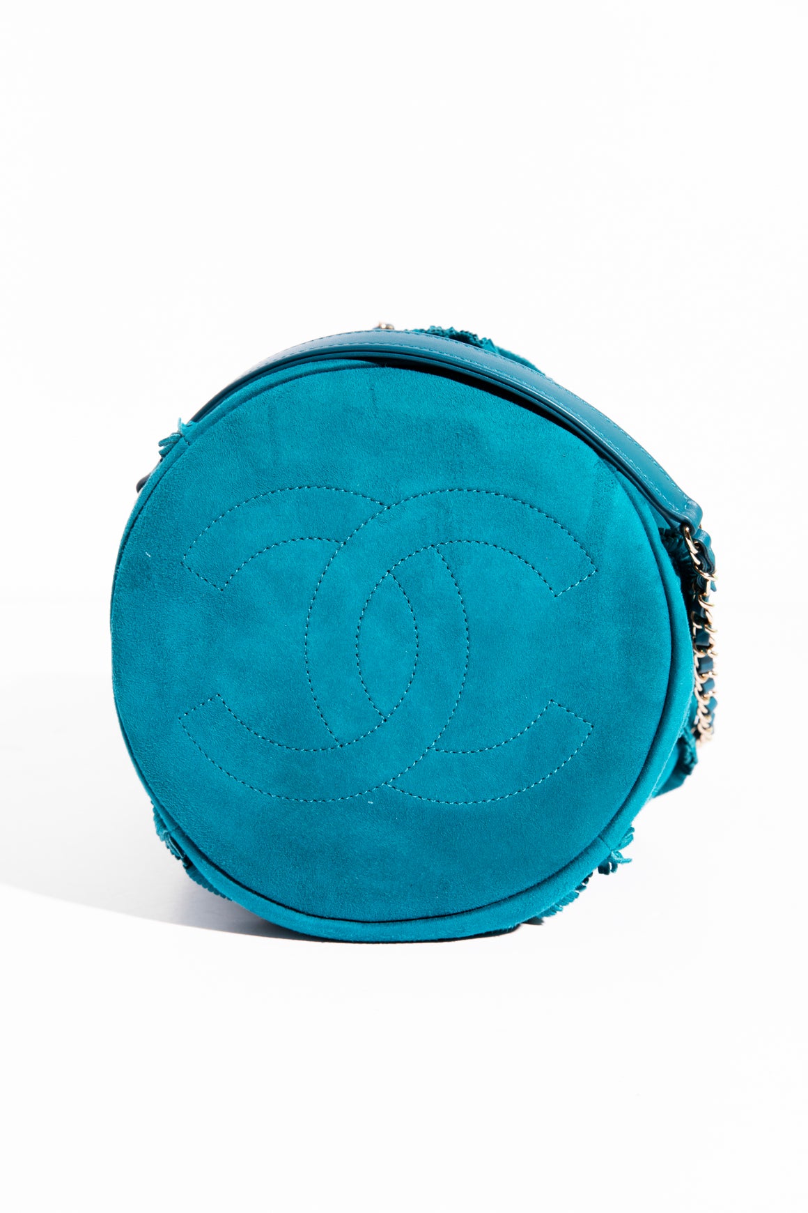 CHANEL 2020 Teal Suede Bucket Bag
