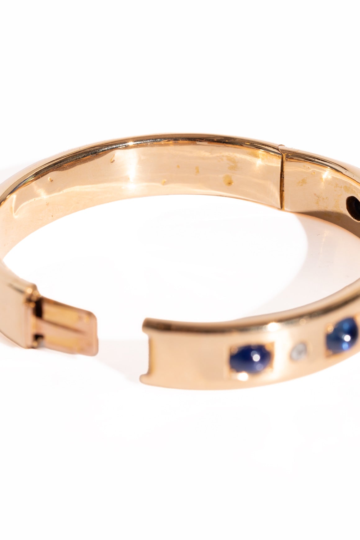 14k Gold Sapphire & Diamond Hinge Cuff