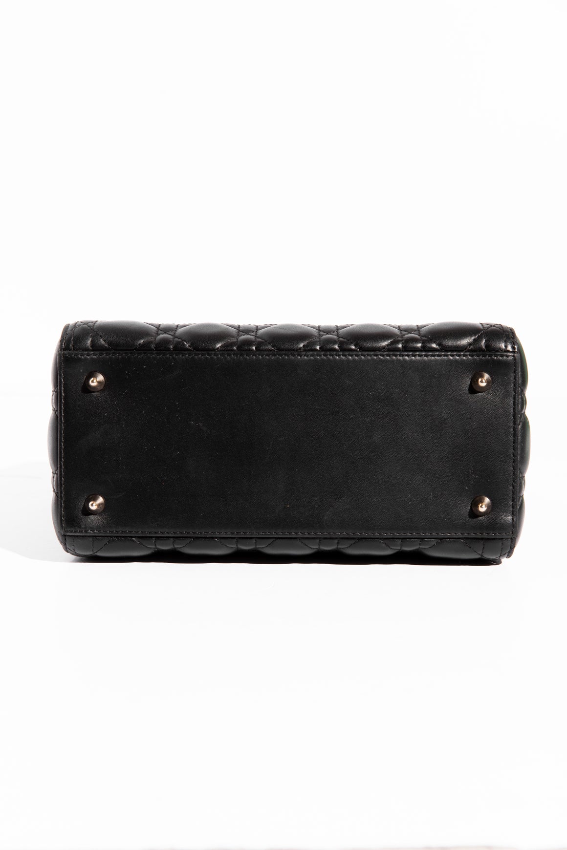 CHRISTIAN DIOR Black & Gold Lady Dior Bag - Medium