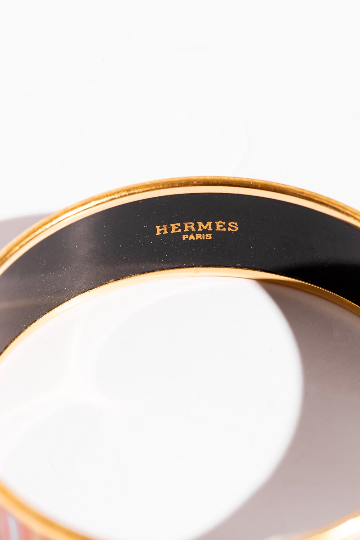 HERMES Orange and Purple Enamel & Gold Bangle