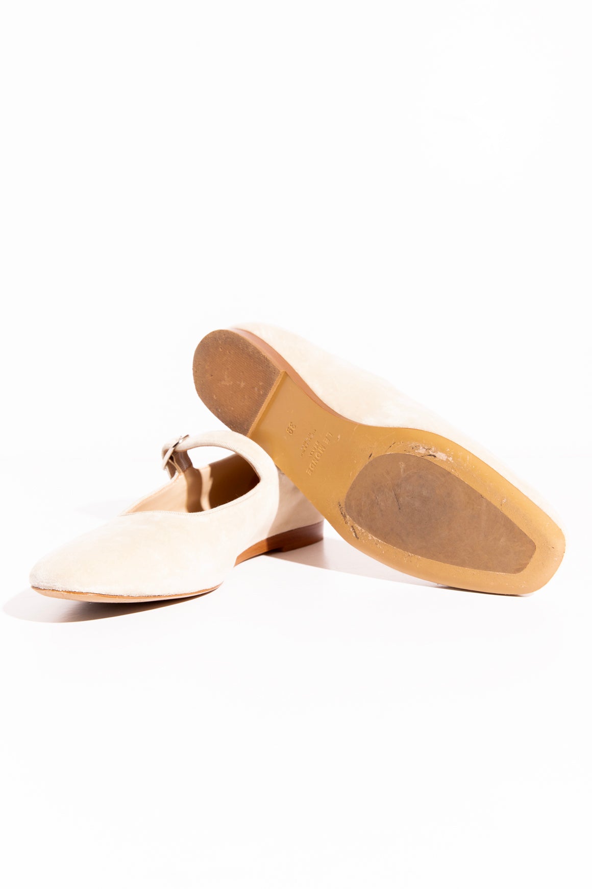 LE MONDE BERYL Taupe Velvet Maryjanes (Sz. 39)