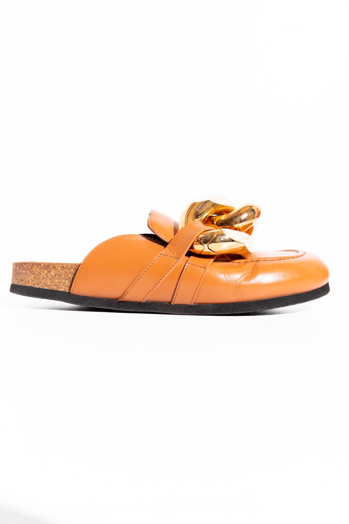 JWANDERSON Tan Chain Loafer Leather Mules (Sz. 39)