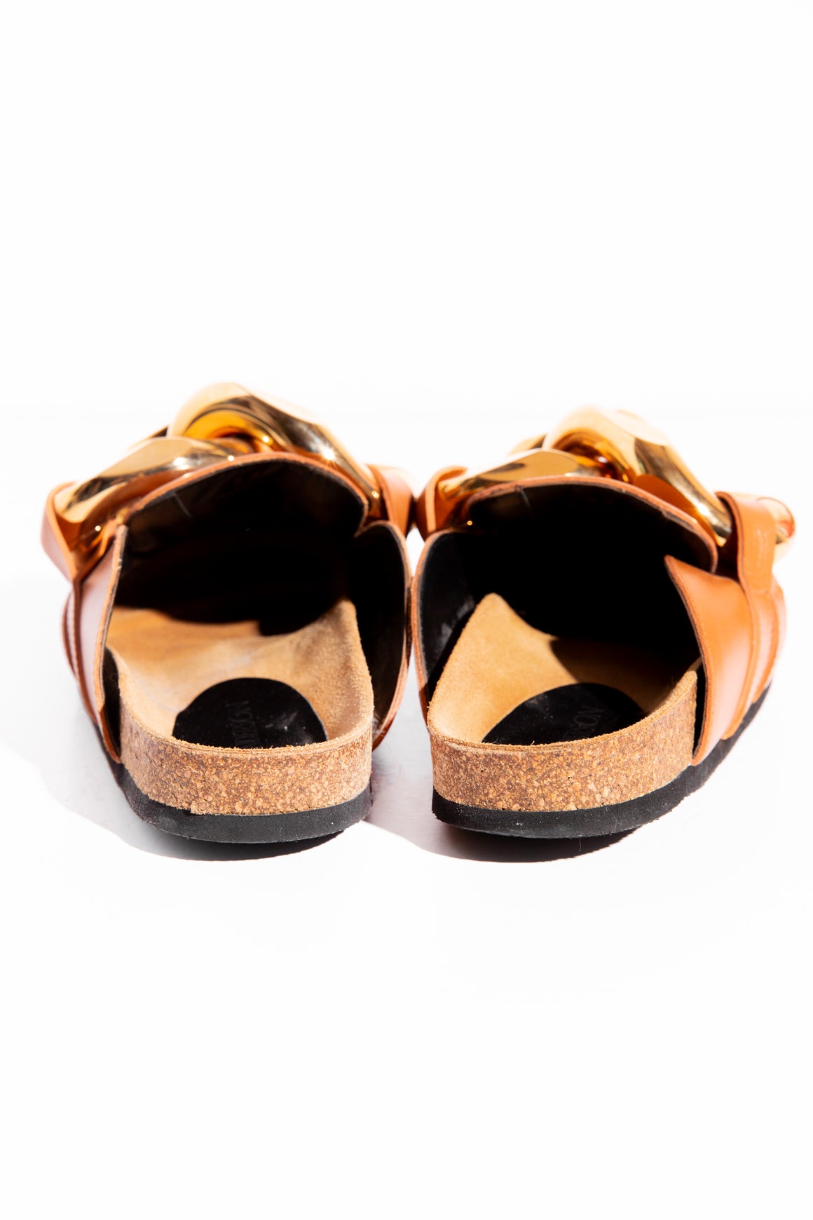 JWANDERSON Tan Chain Loafer Leather Mules (Sz. 39)