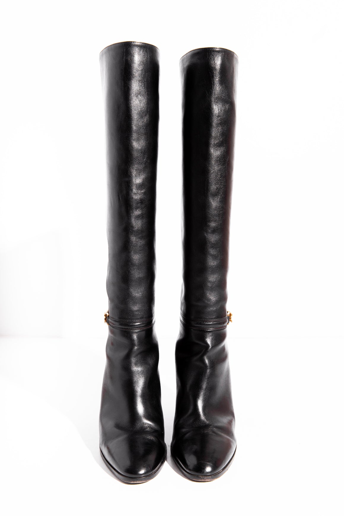 CELINE Black Leather Knee High Boots (Sz. 38)