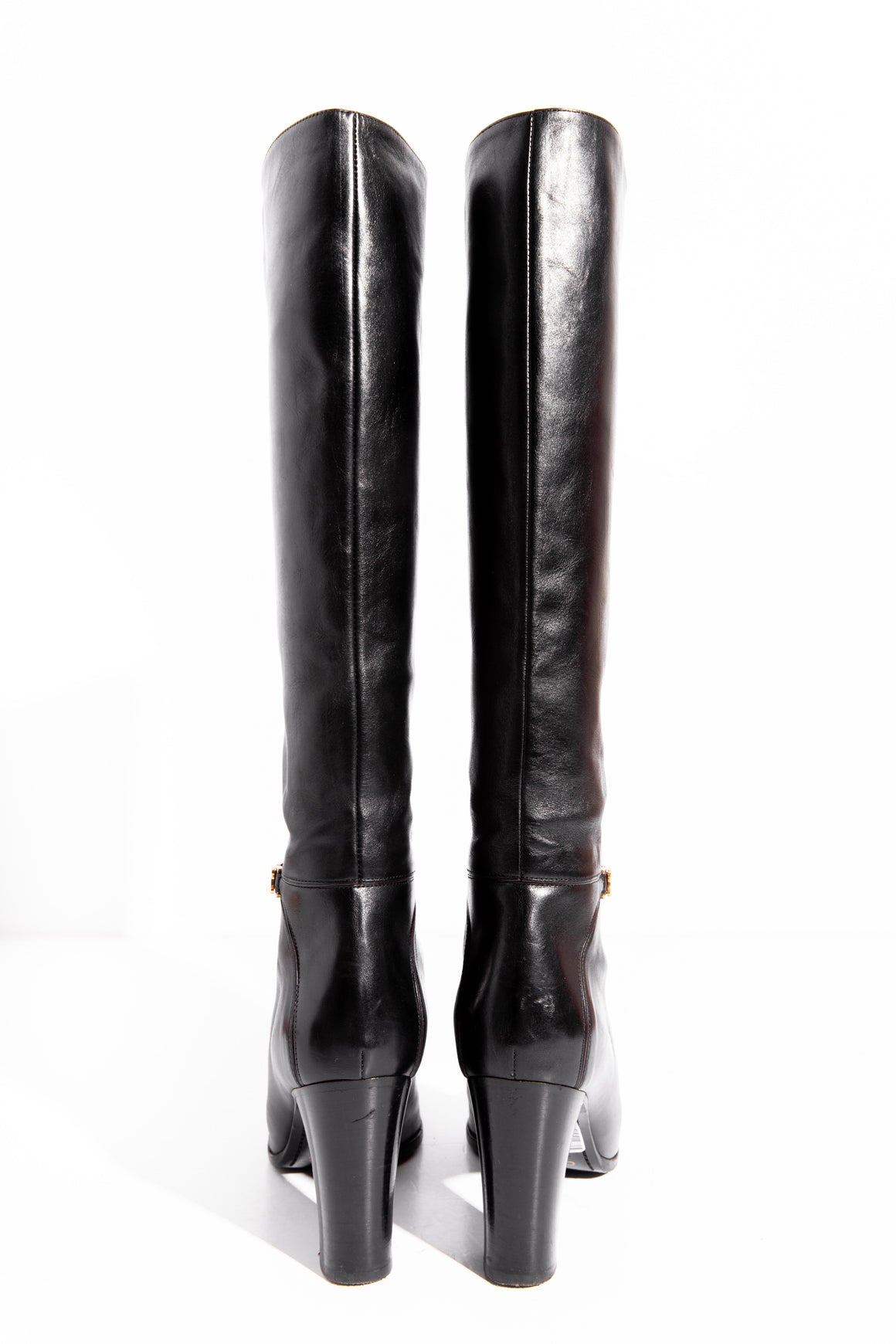 CELINE Black Leather Knee High Boots (Sz. 38)