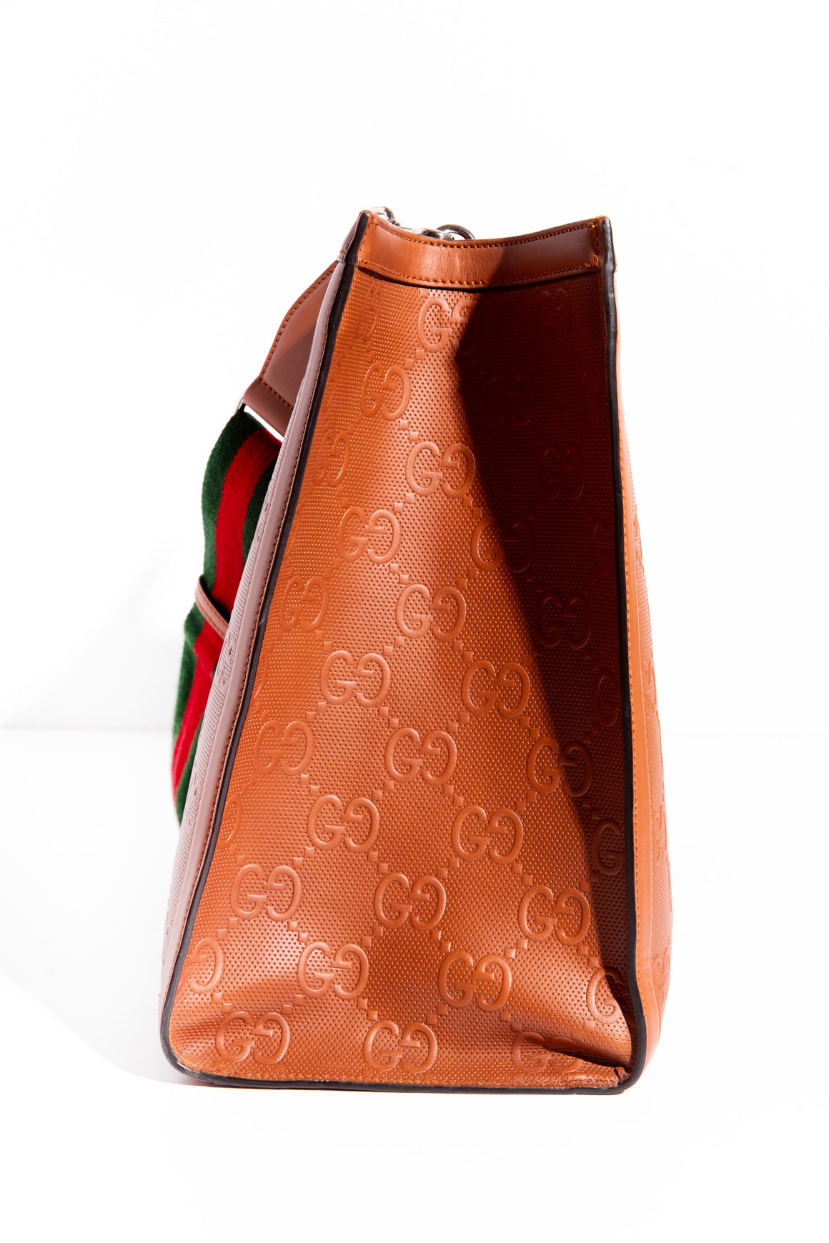 GUCCI Brown Tennis Emboss Large Tote Bag