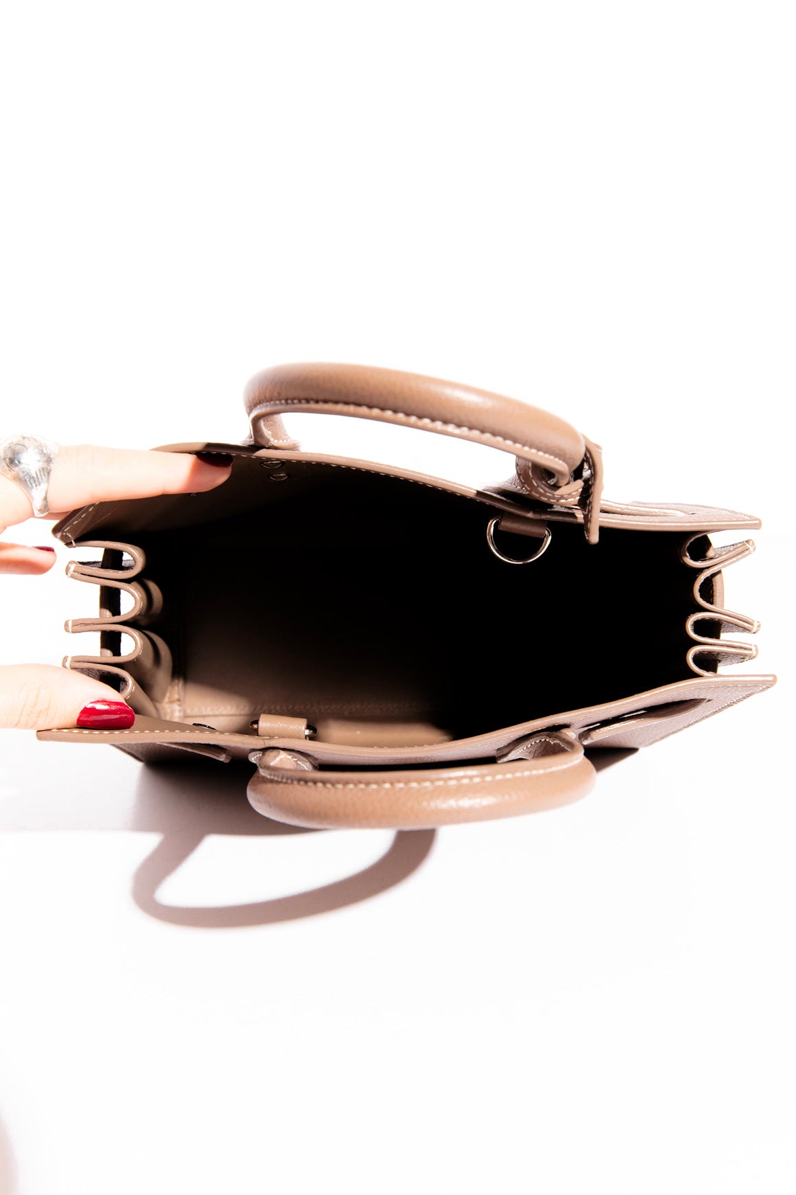 SAINT LAURENT Taupe Grained Baby Sac De Jour