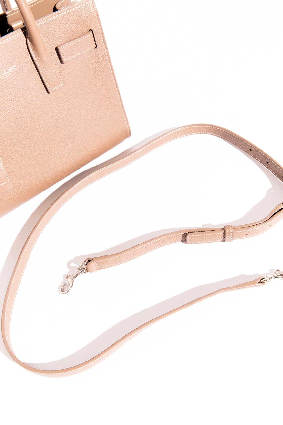 SAINT LAURENT Taupe Grained Baby Sac De Jour
