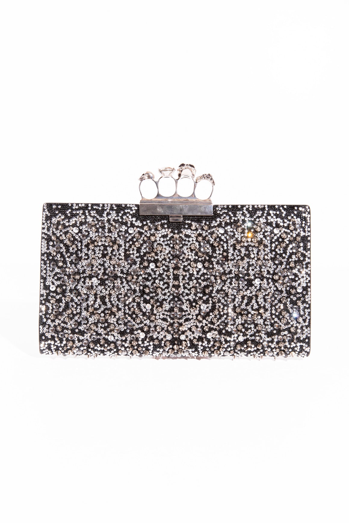 ALEXANDER MCQUEEN Silver Studded Skull Clutch
