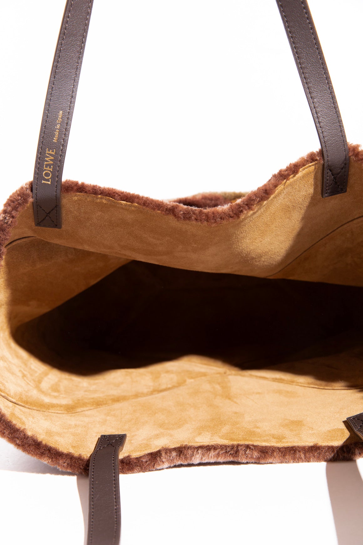 LOEWE Puzzle Fold Large Sheep Shearling Tote Bag