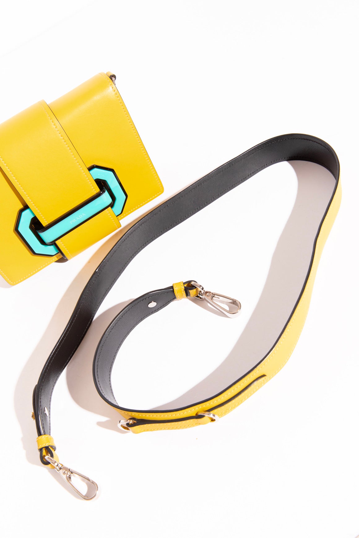 PRADA Yellow Plex Ribbon Geometric Bag