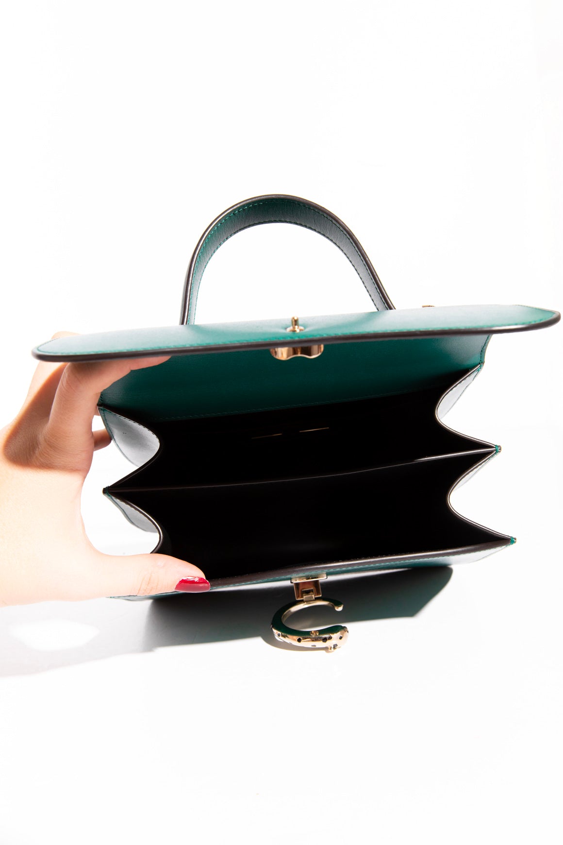 CARTIER Emerald Panthere de Cartier Small Handle Bag