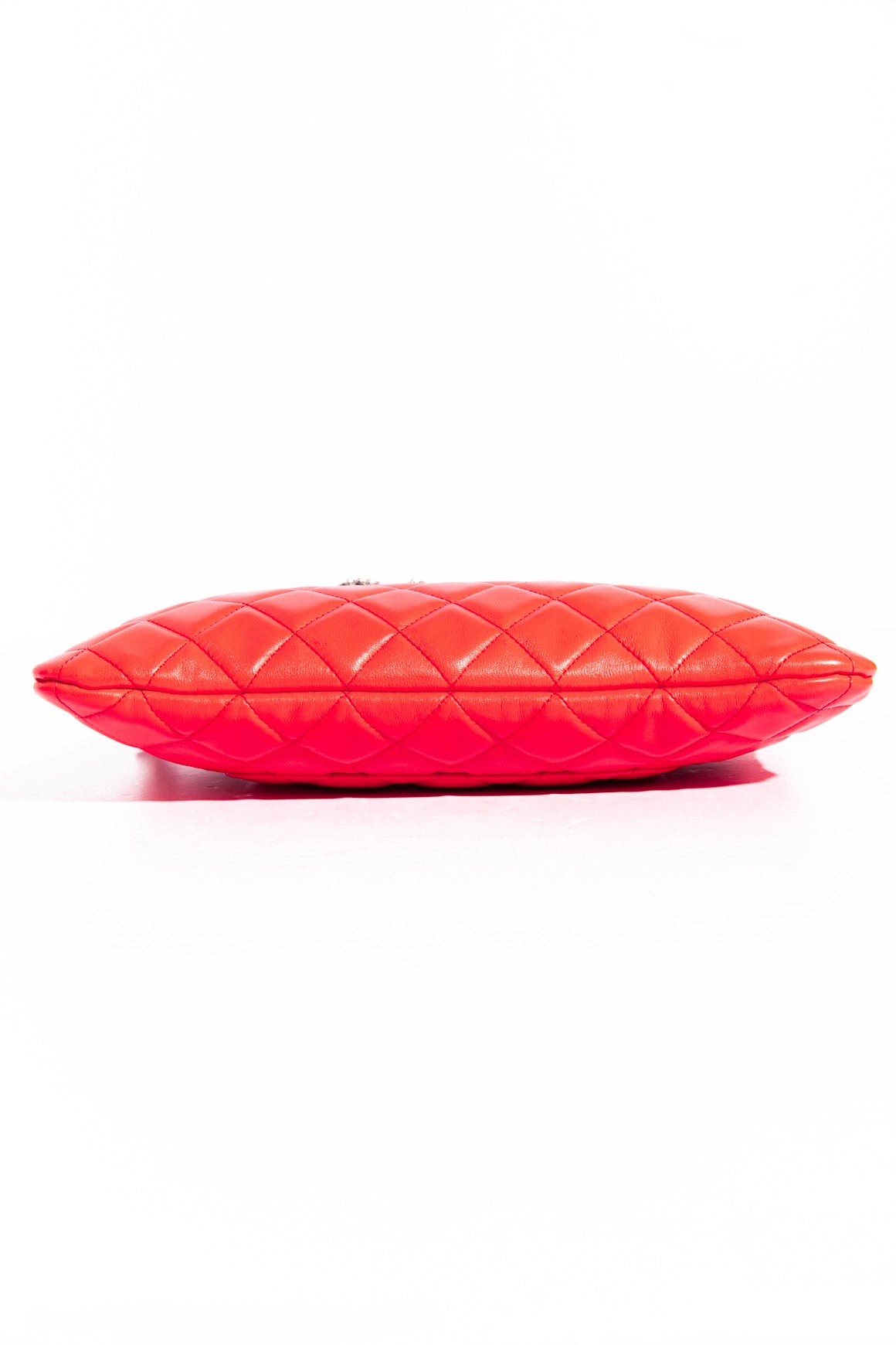 CHANEL Red Quilted Embossed Bow Pouch