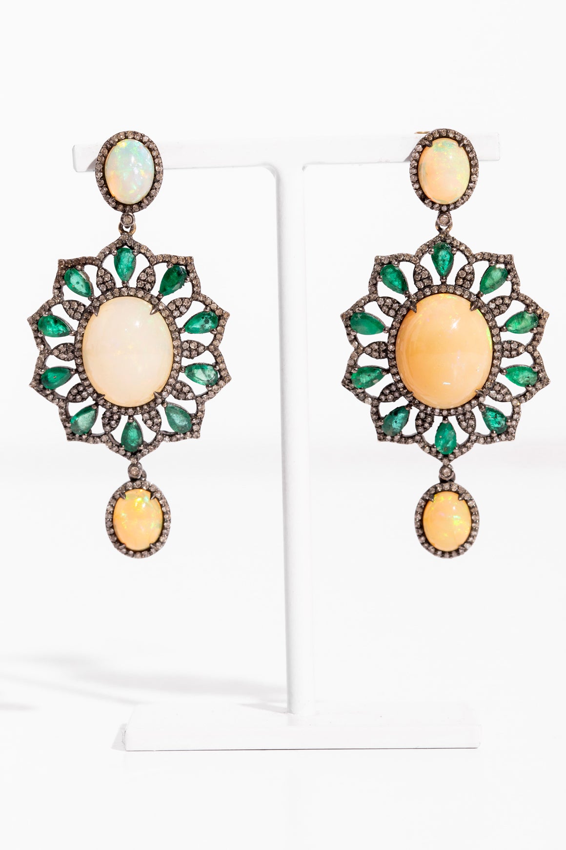MEREDITH MARKS Opal & Diamond Statement Earrings