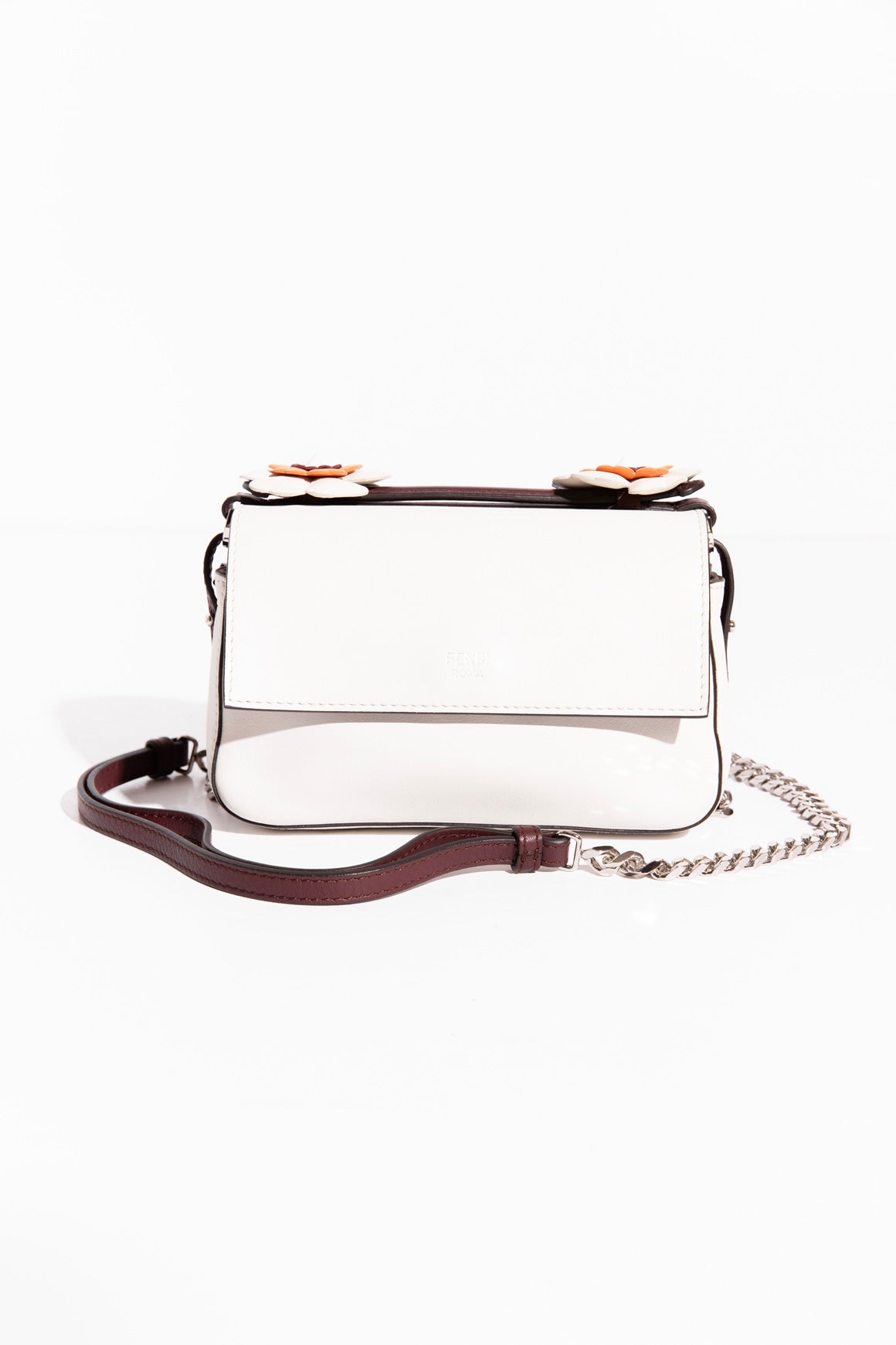 FENDI Maroon & White Flowerland Double Micro Baguette