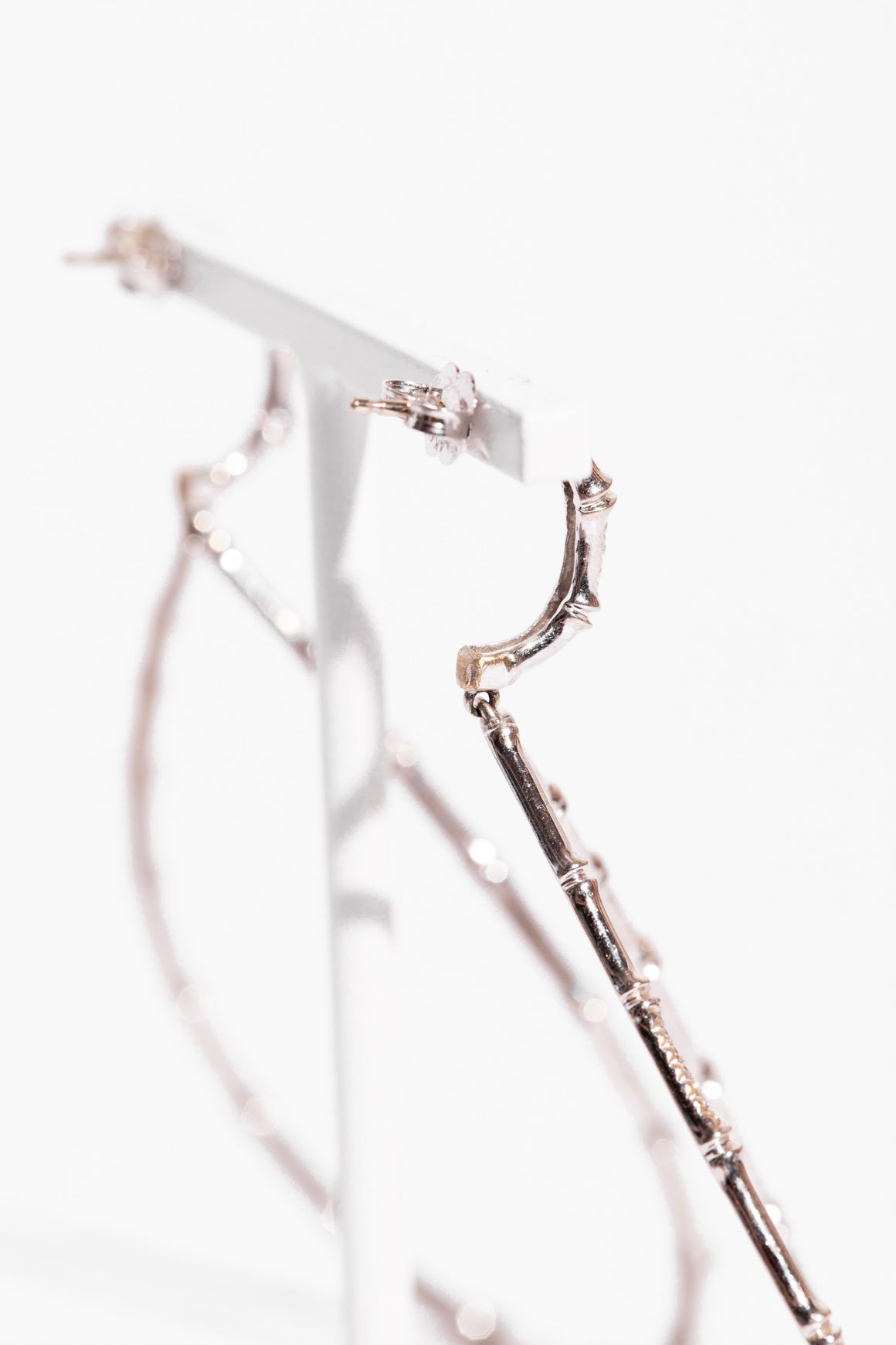 Silver & Diamond Large Teardrop Hoops W/ Diamonds