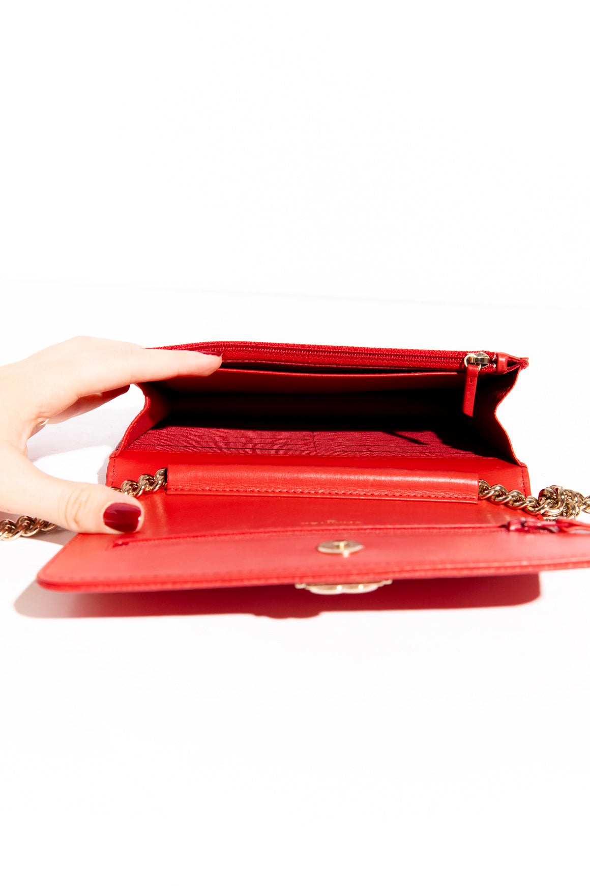 CHANEL Red Boy Wallet On Chain