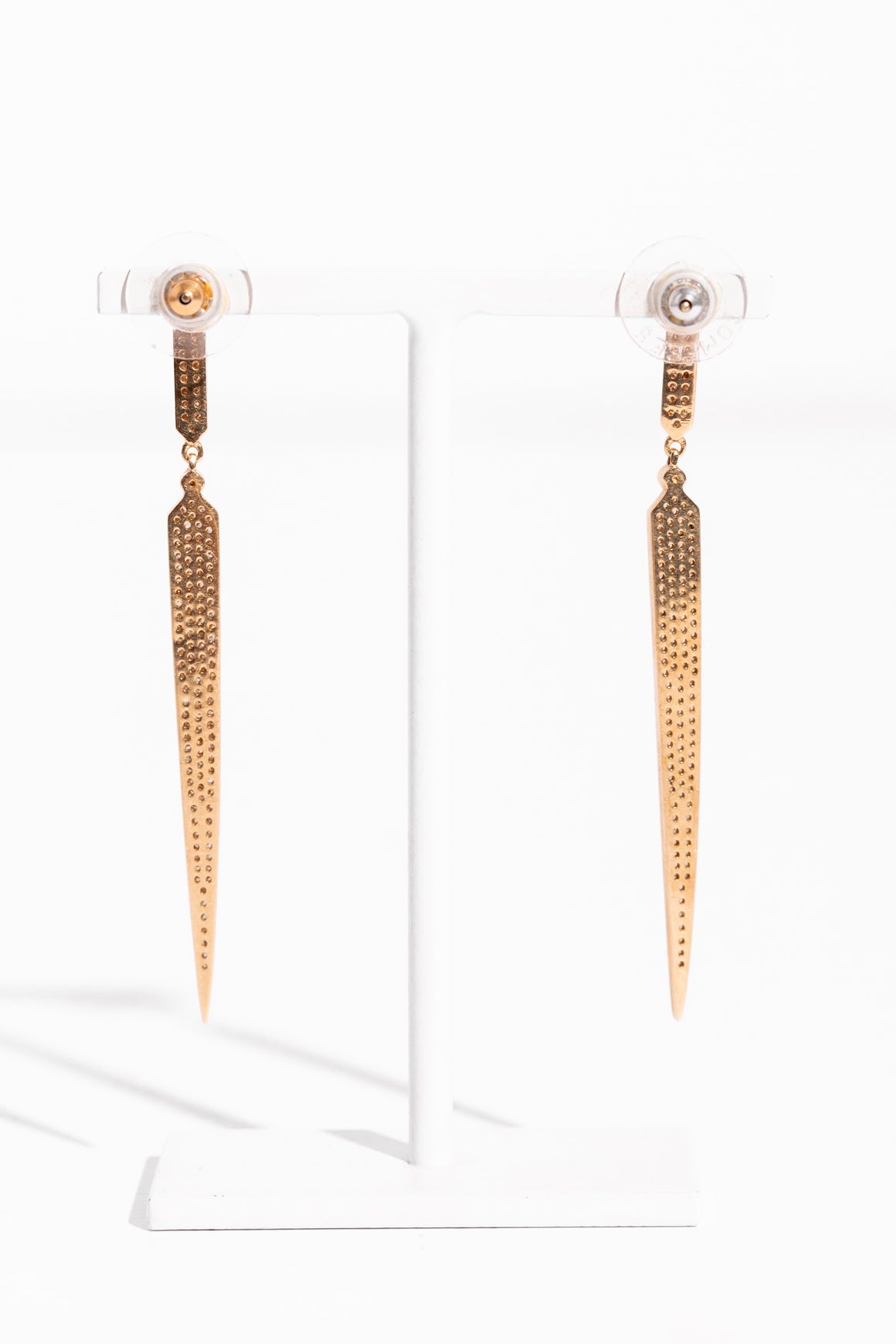 14K & Pave Diamond Dagger Earrings