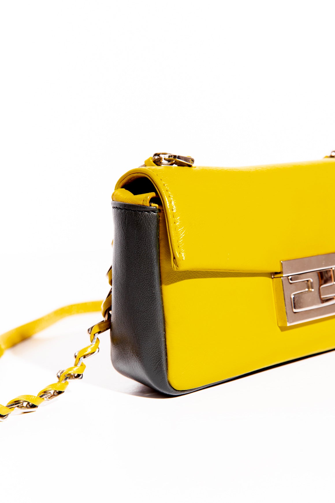 FENDI Chartreuse/Grey Mini Baguette