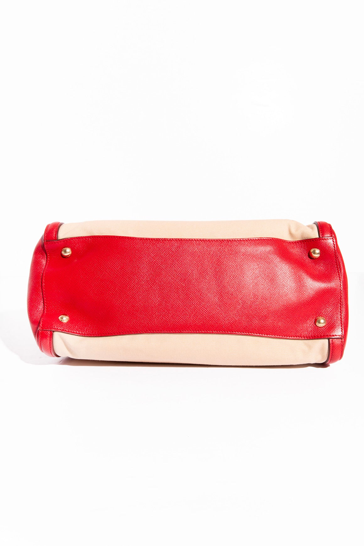 PRADA Red and Canvas Convertible Cuir Tote