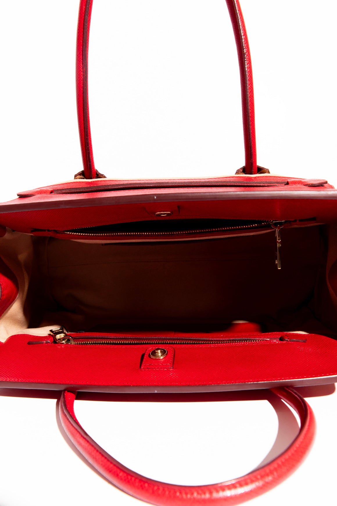 PRADA Red and Canvas Convertible Cuir Tote
