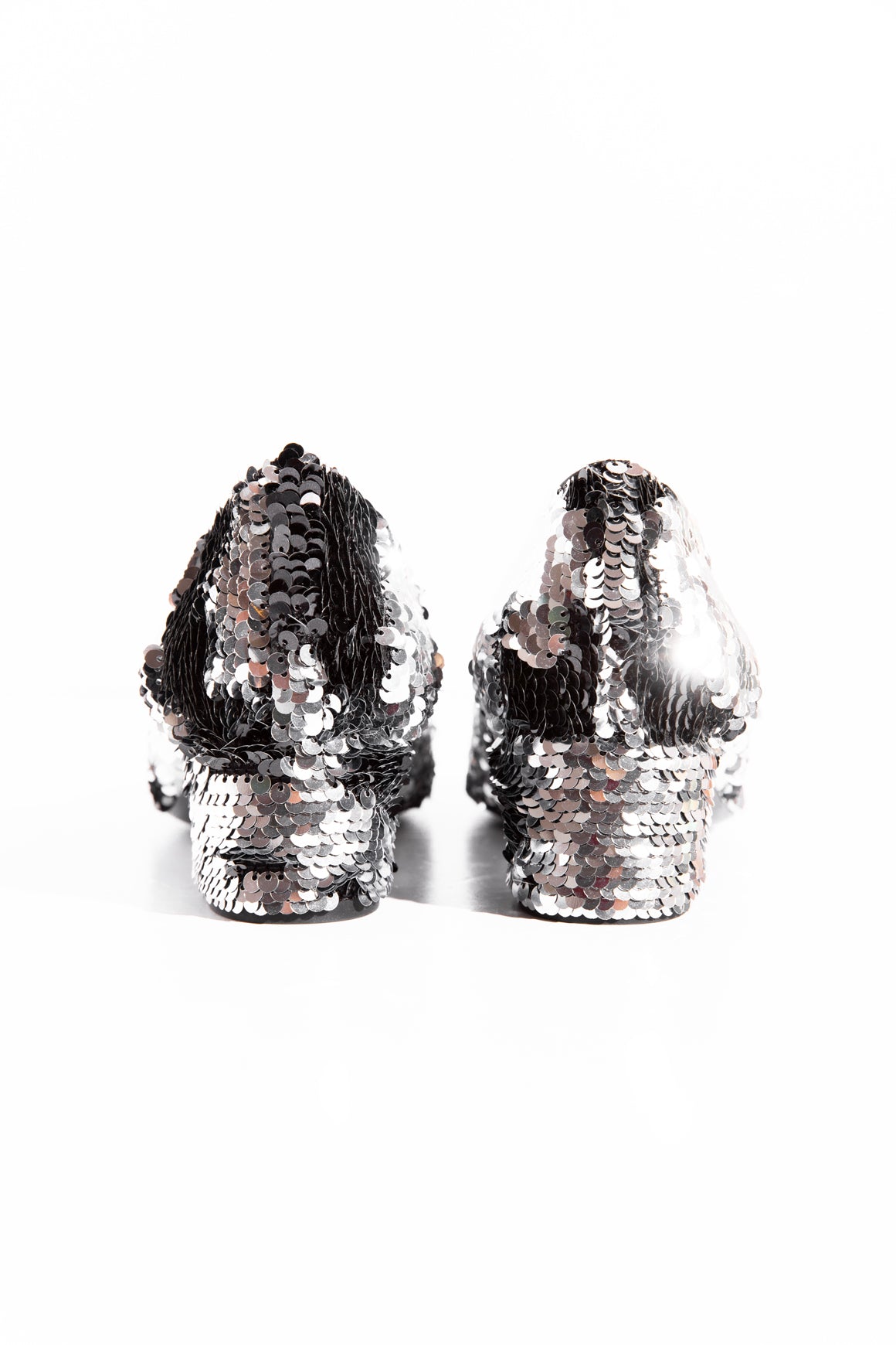 CHANEL Black & Silver Sequin CC Cap Toe Heels (Sz 38.5)