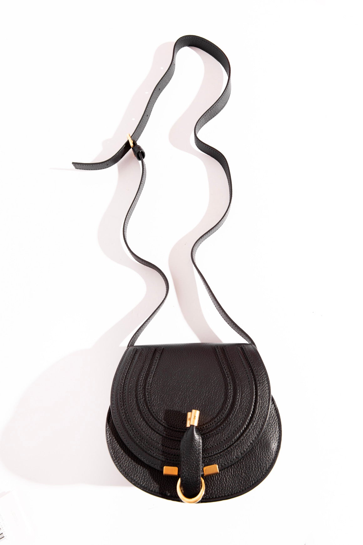 CHLOE Small Black 'Marcie' Leather Crossbody Bag