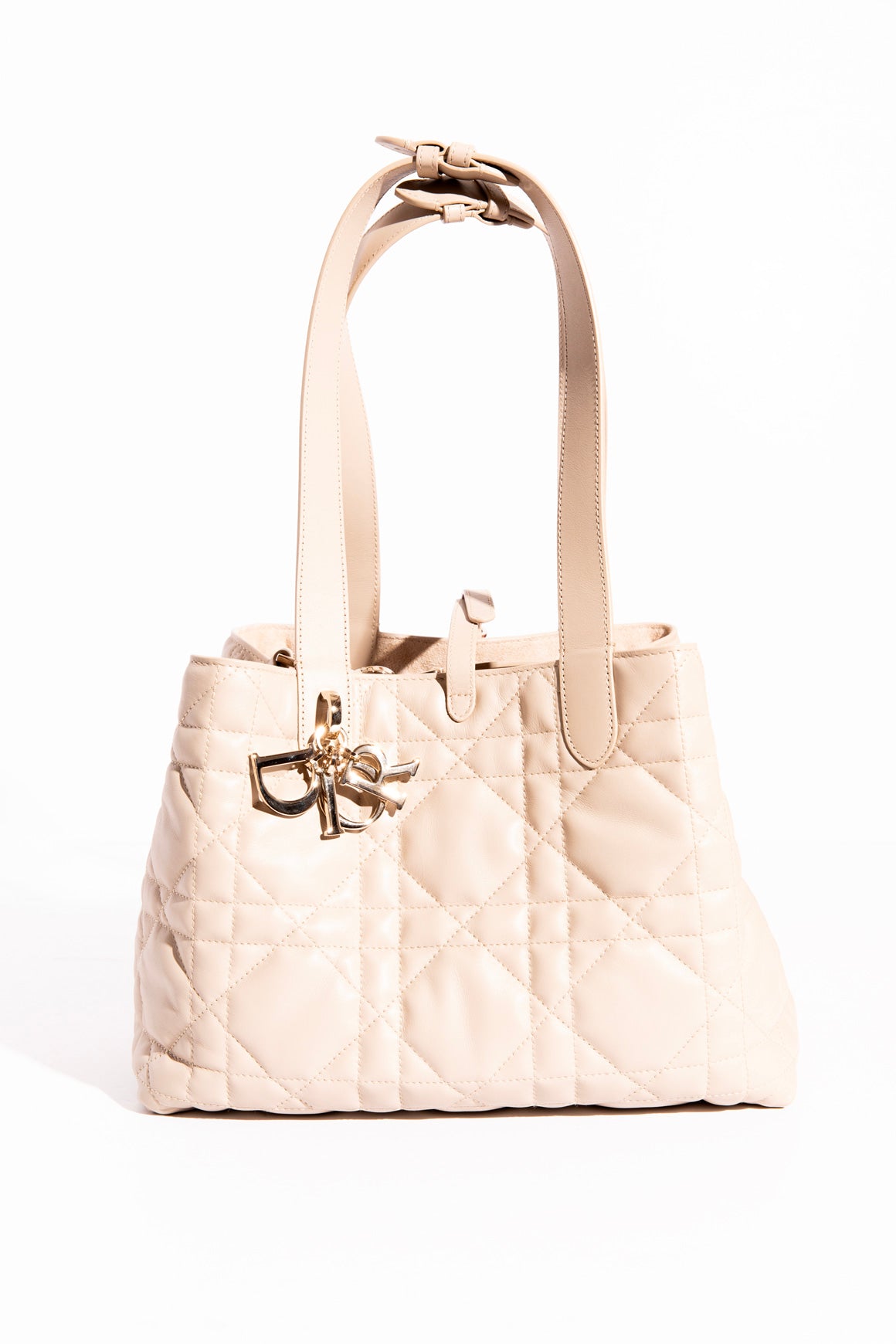 DIOR Taupe Cannage 'TouJours' Medium Vertical Tote