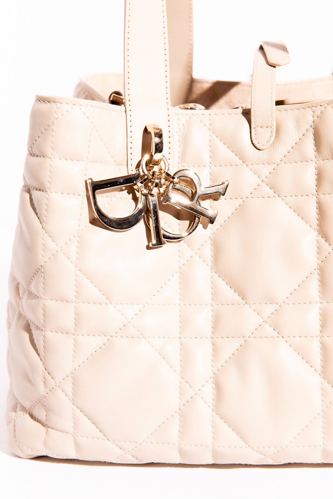 DIOR Taupe Cannage 'TouJours' Medium Vertical Tote