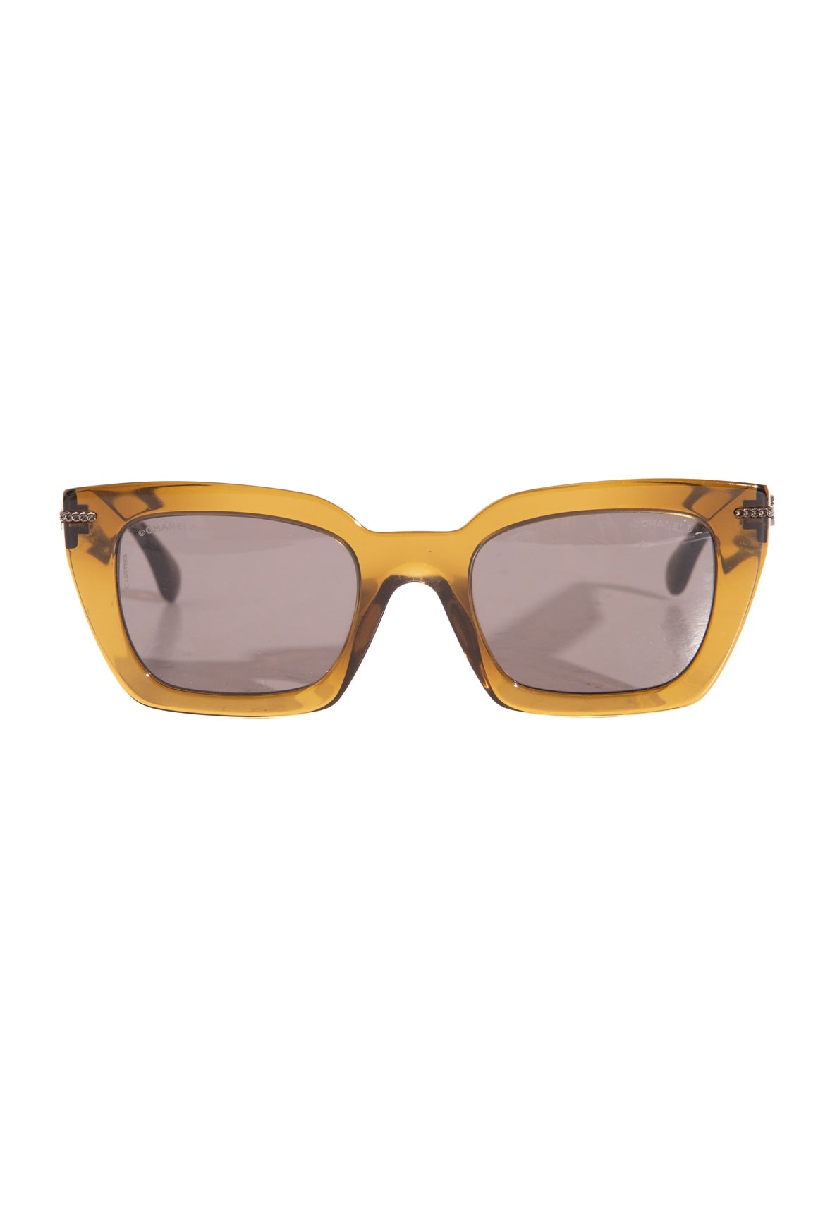 CHANEL Olive Chain Detail Sunglasses