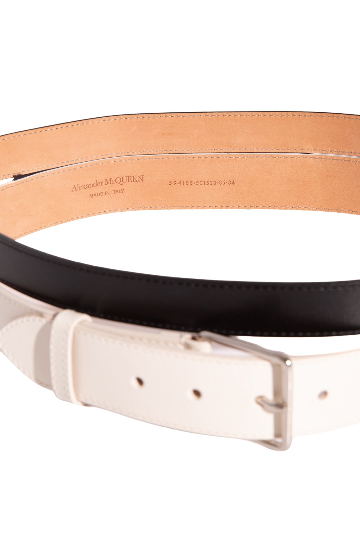 ALEXANDER MCQUEEN White & Black Doubled Waist Belt (Sz. 85/34)
