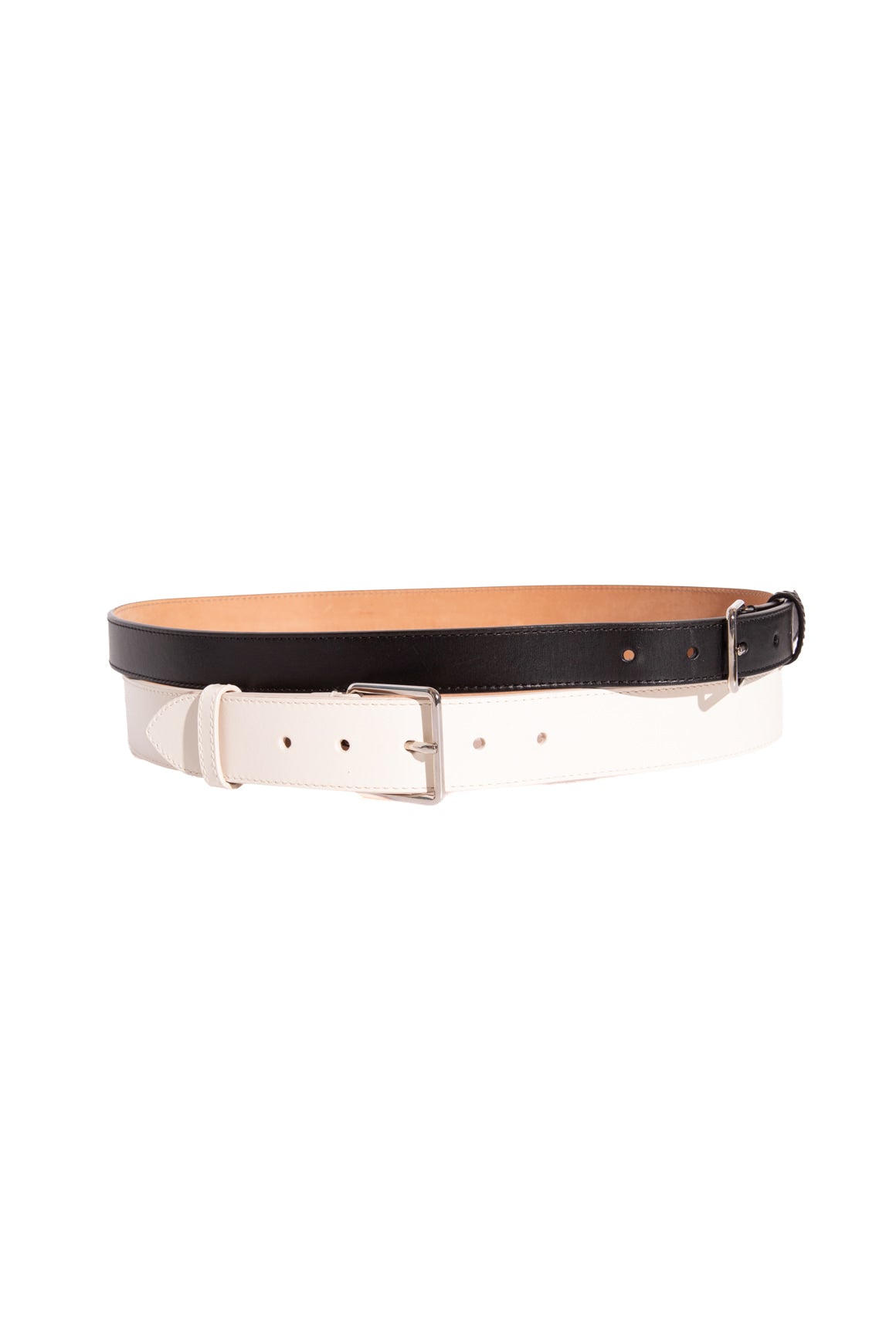 ALEXANDER MCQUEEN White & Black Doubled Waist Belt (Sz. 85/34)