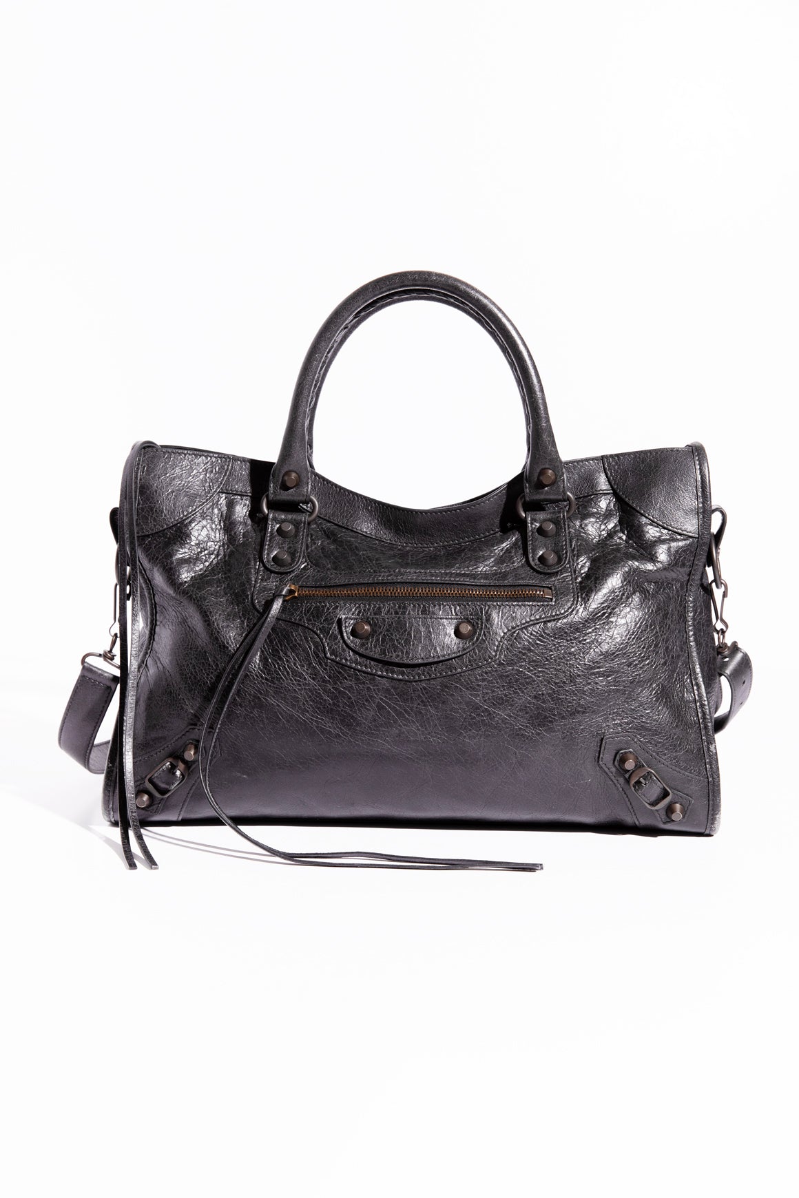 BALENCIAGA Black Medium Crinkle City Bag