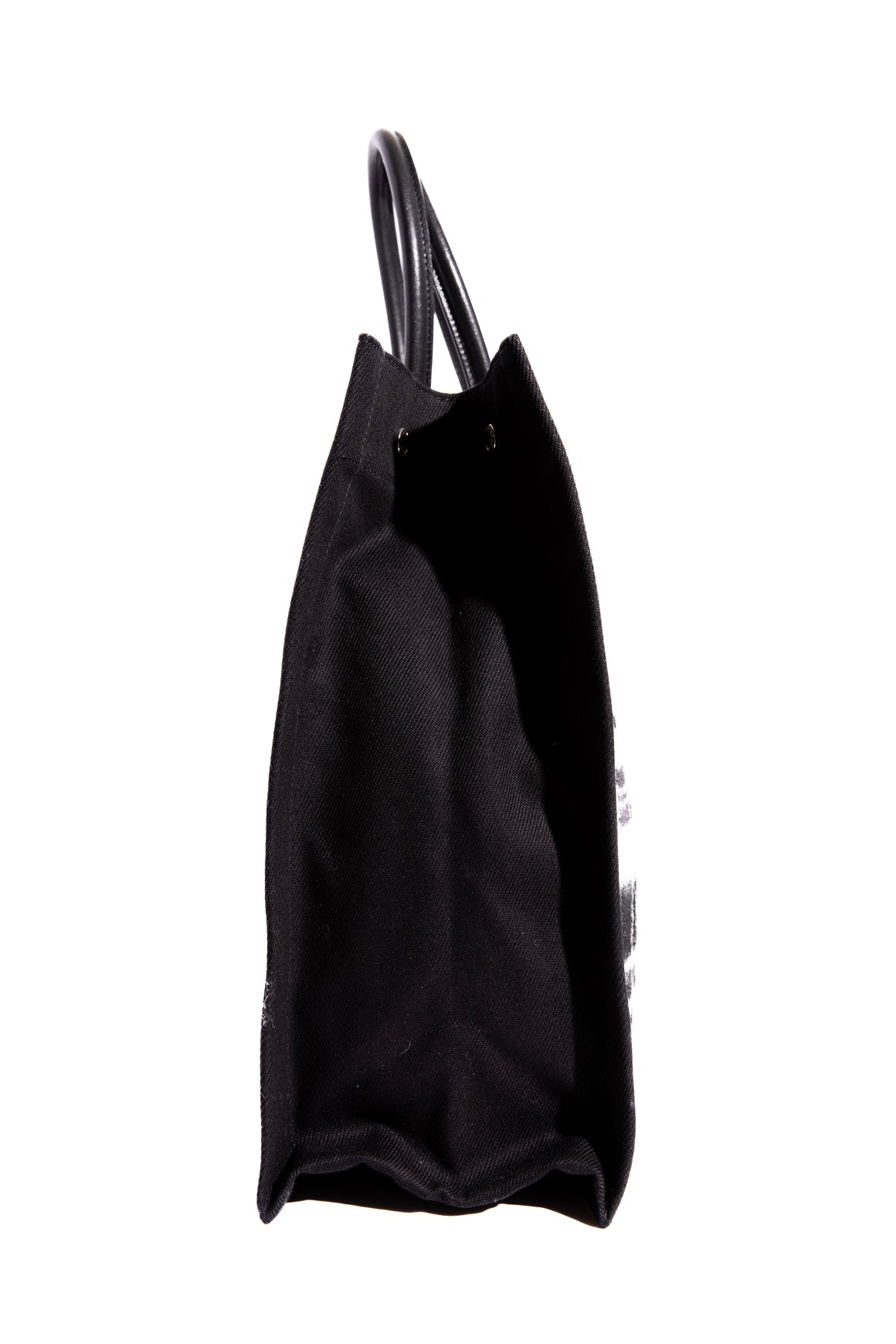 SAINT LAURENT Black & Cream Plaid Wool Rive Gauche Tote