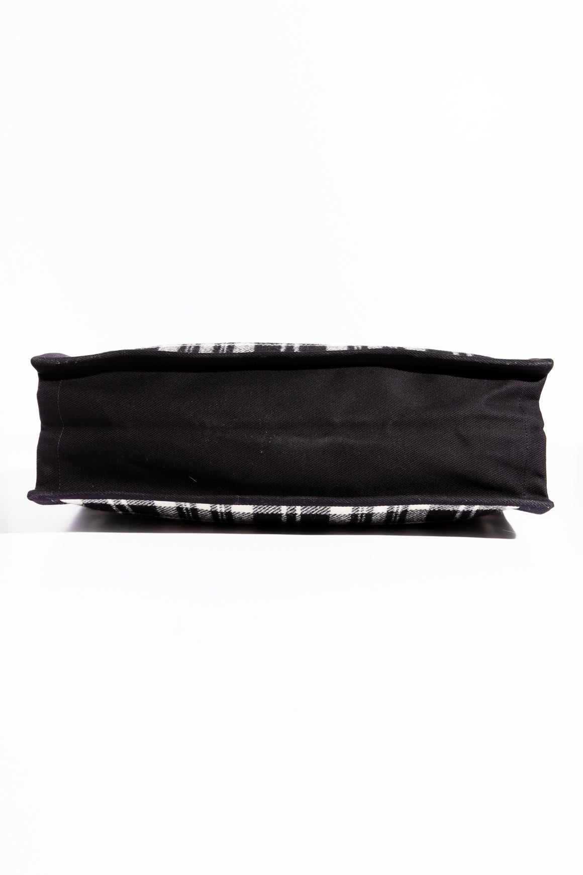 SAINT LAURENT Black & Cream Plaid Wool Rive Gauche Tote