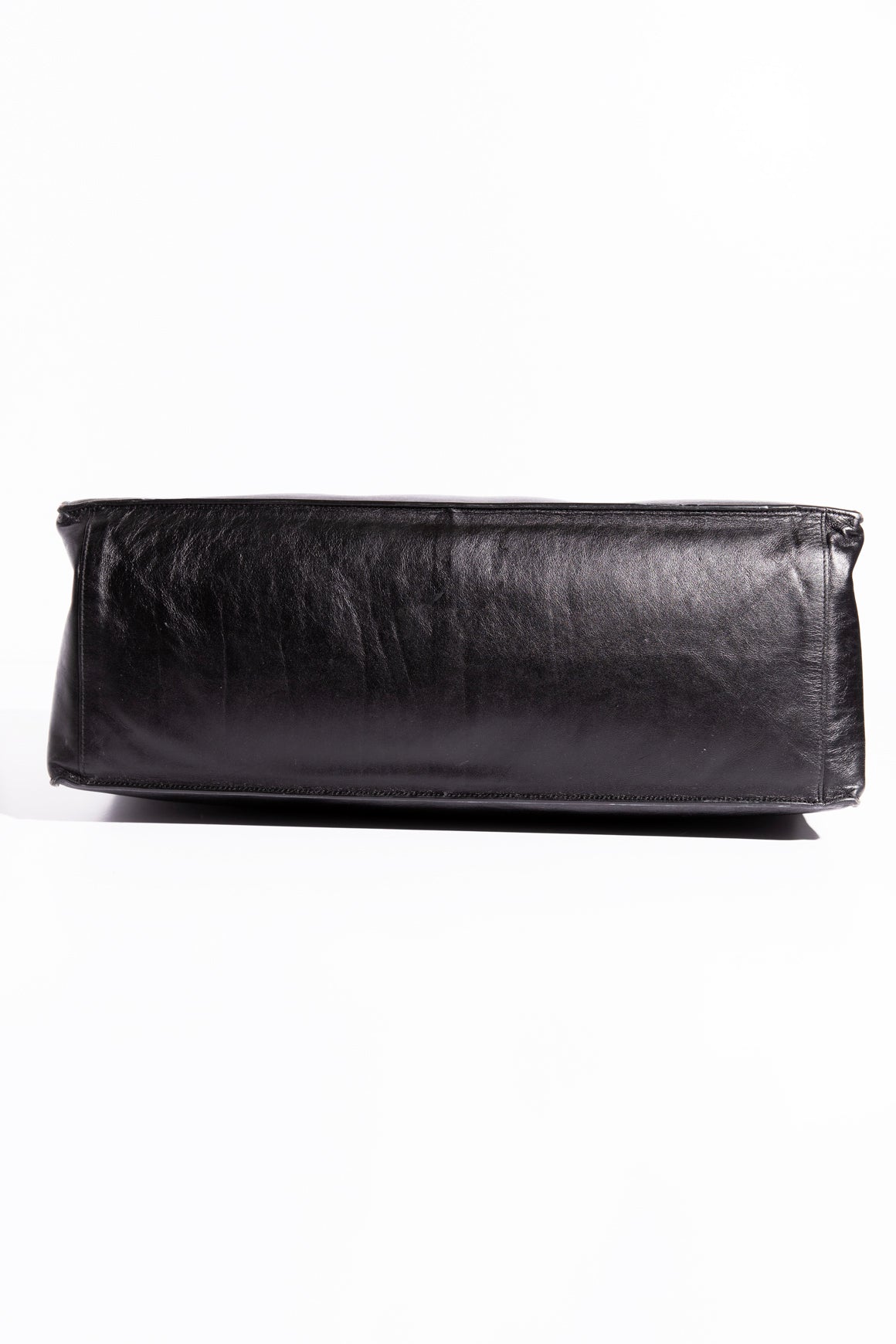 SAINT LAURENT Black Calfskin Rive Gauche Tote Bag