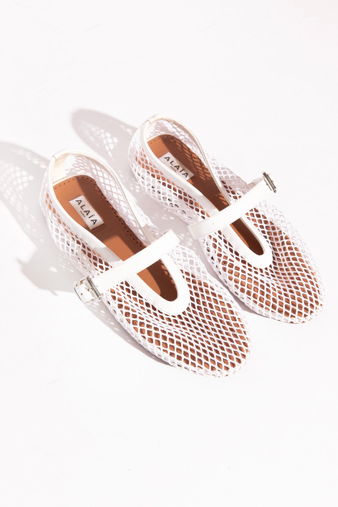 ALAIA White Mesh Maryjane Flats (Sz. 38)