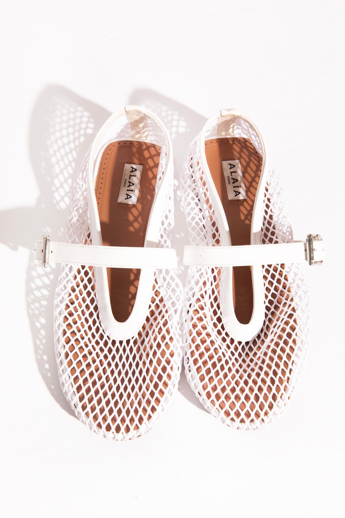 ALAIA White Mesh Maryjane Flats (Sz. 38)