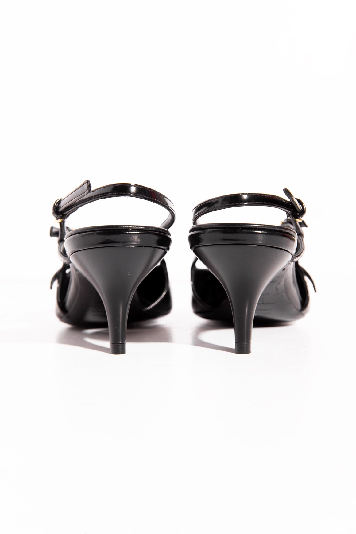 MIU MIU Black Buckle Pointed Slingback Kitten Heels (Sz.39)