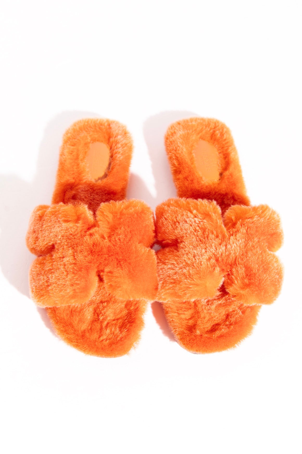 HERMES Orange Shearling 'Oran' Sandal (Sz. 38)