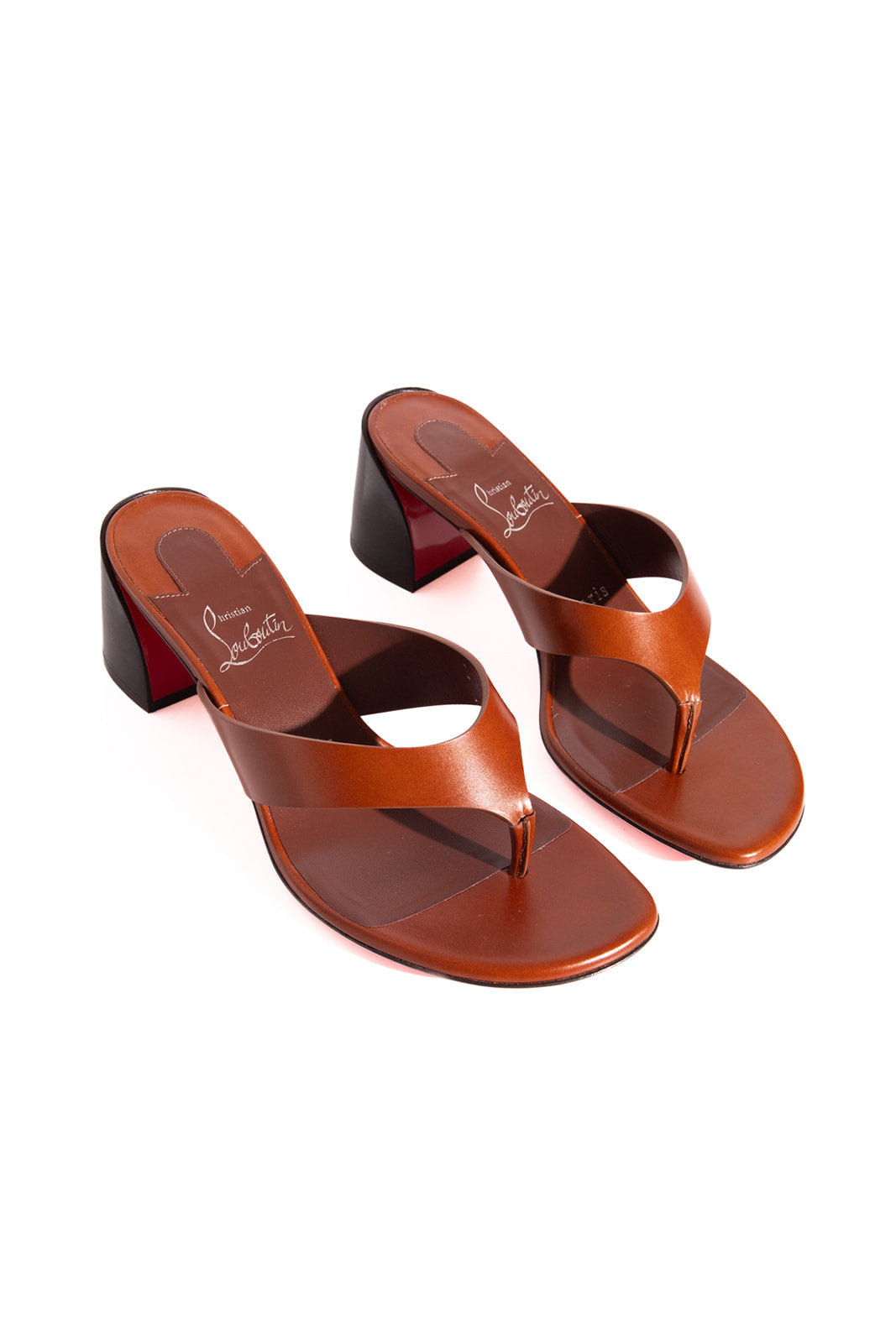 LOUBOUTIN Brown Leather "Janetonga 55" Sandals (Sz. 38)