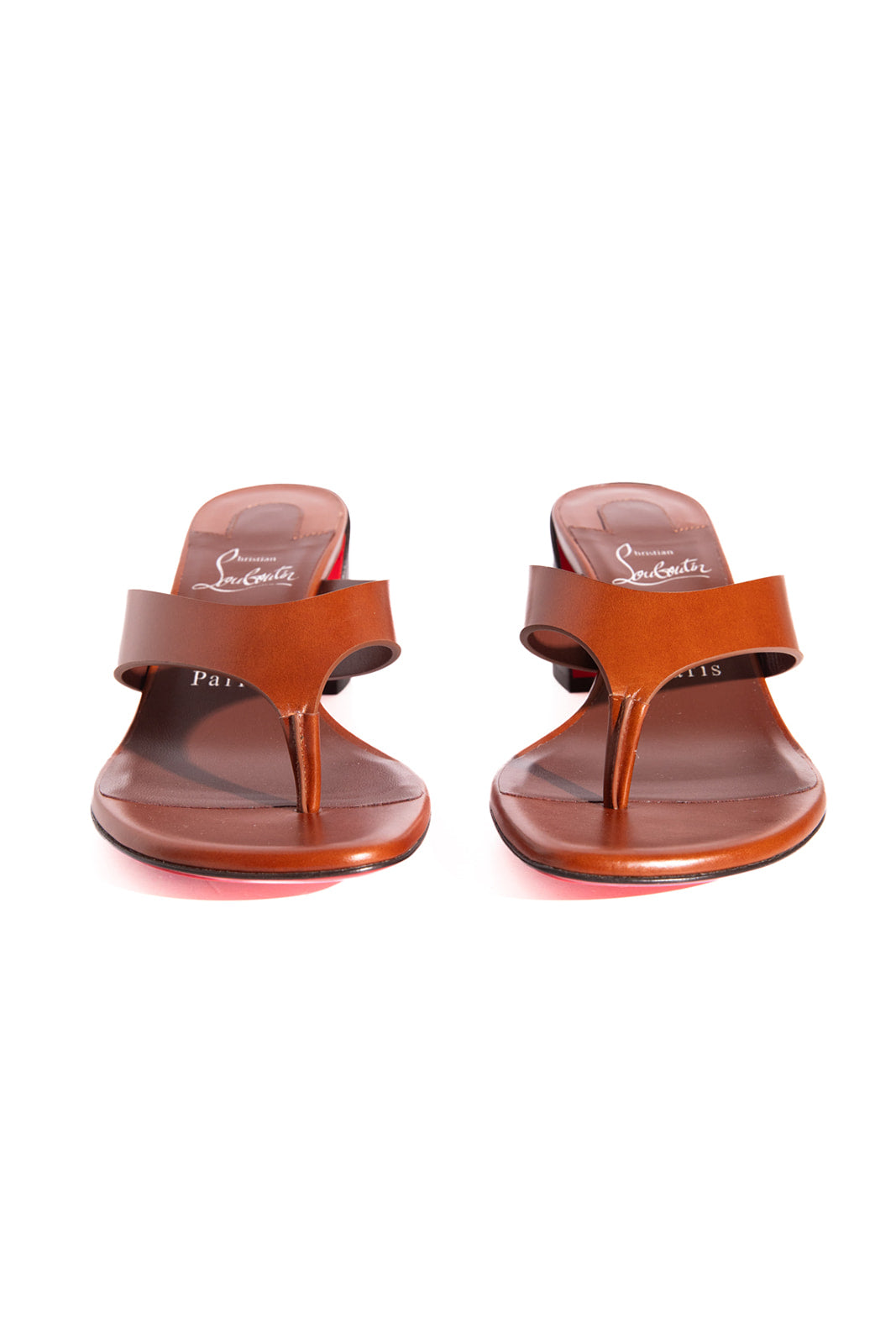 LOUBOUTIN Brown Leather "Janetonga 55" Sandals (Sz. 38)