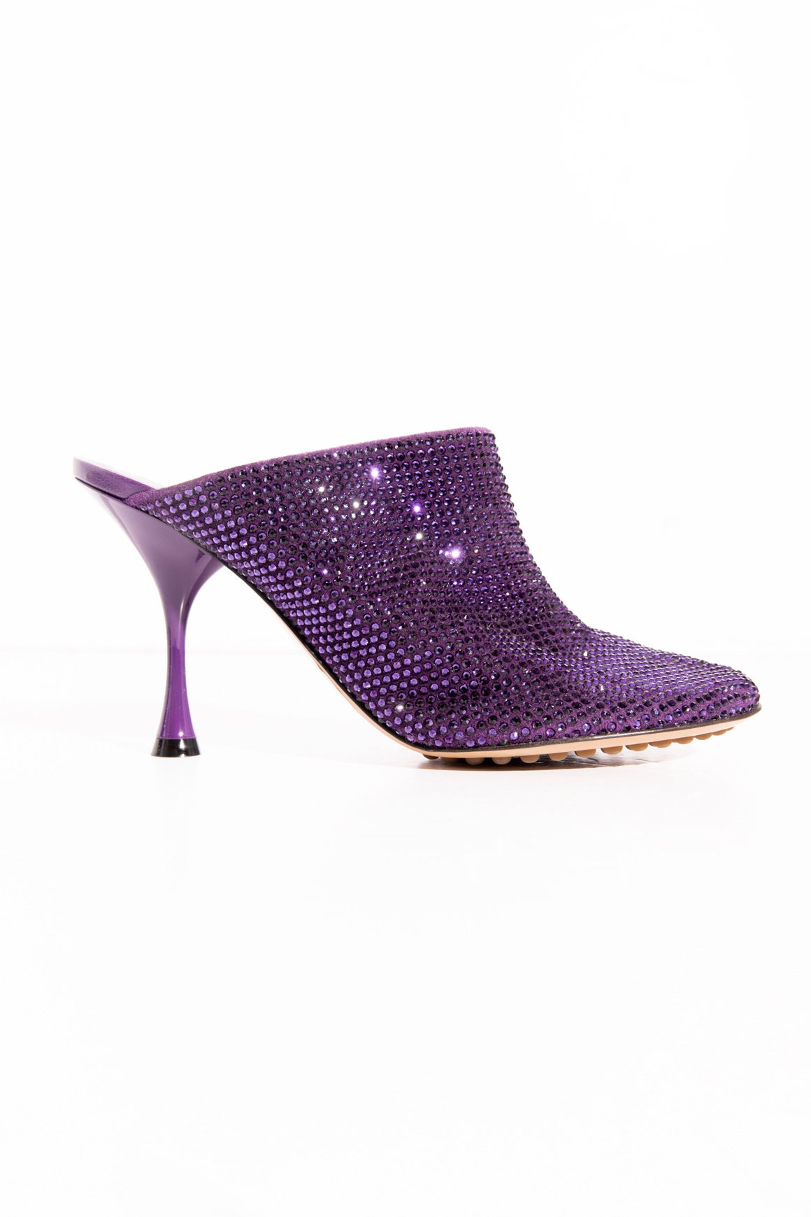 BOTTEGA VENETA Purple Crystal Bulb Toe Mules (Sz.37)