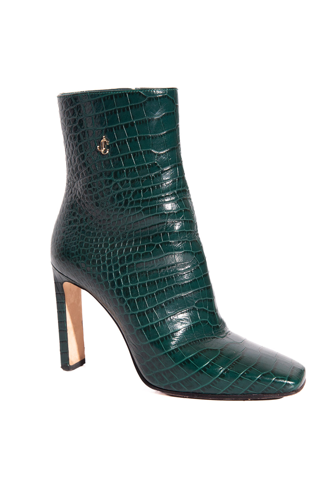JIMMY CHOO Green Crocodile Bootie With Square Toe (Sz. 36.5)