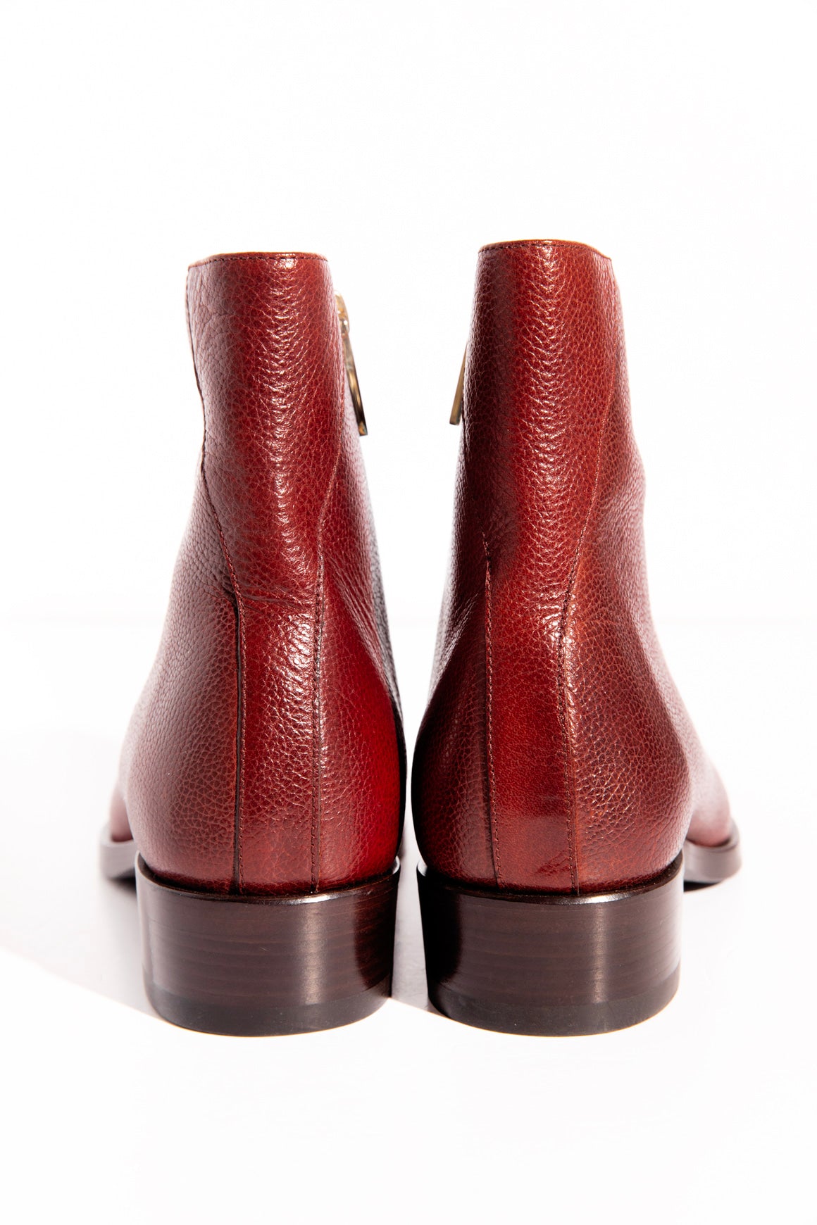 JIMMY CHOO Maroon Leather Ankle Boots (Sz. 39.5)