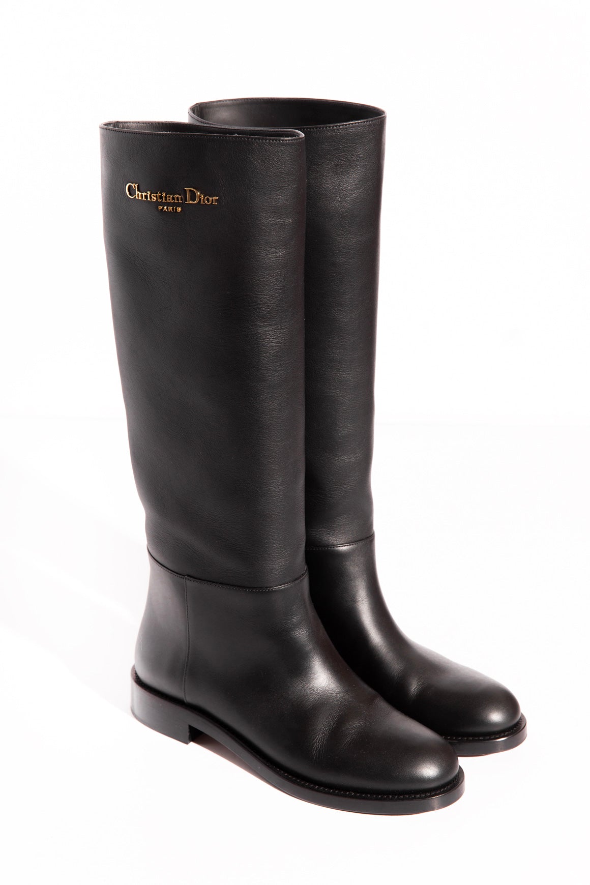 CHRISTIAN DIOR Black Calfskin 'D-Town' Boots (Sz. 38)