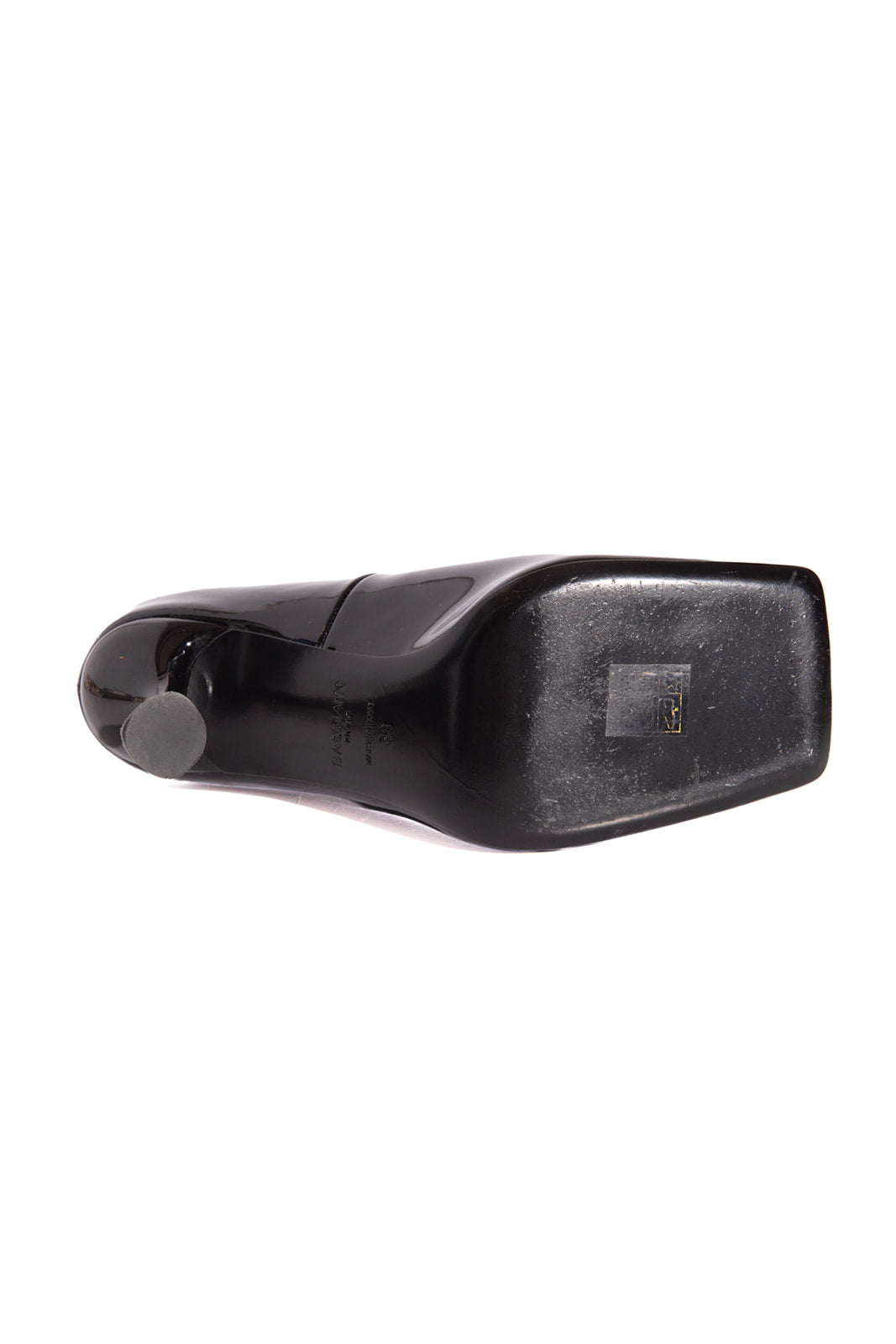 BALMAIN Black Patent Blunt Toe Pumps (Sz. 38)