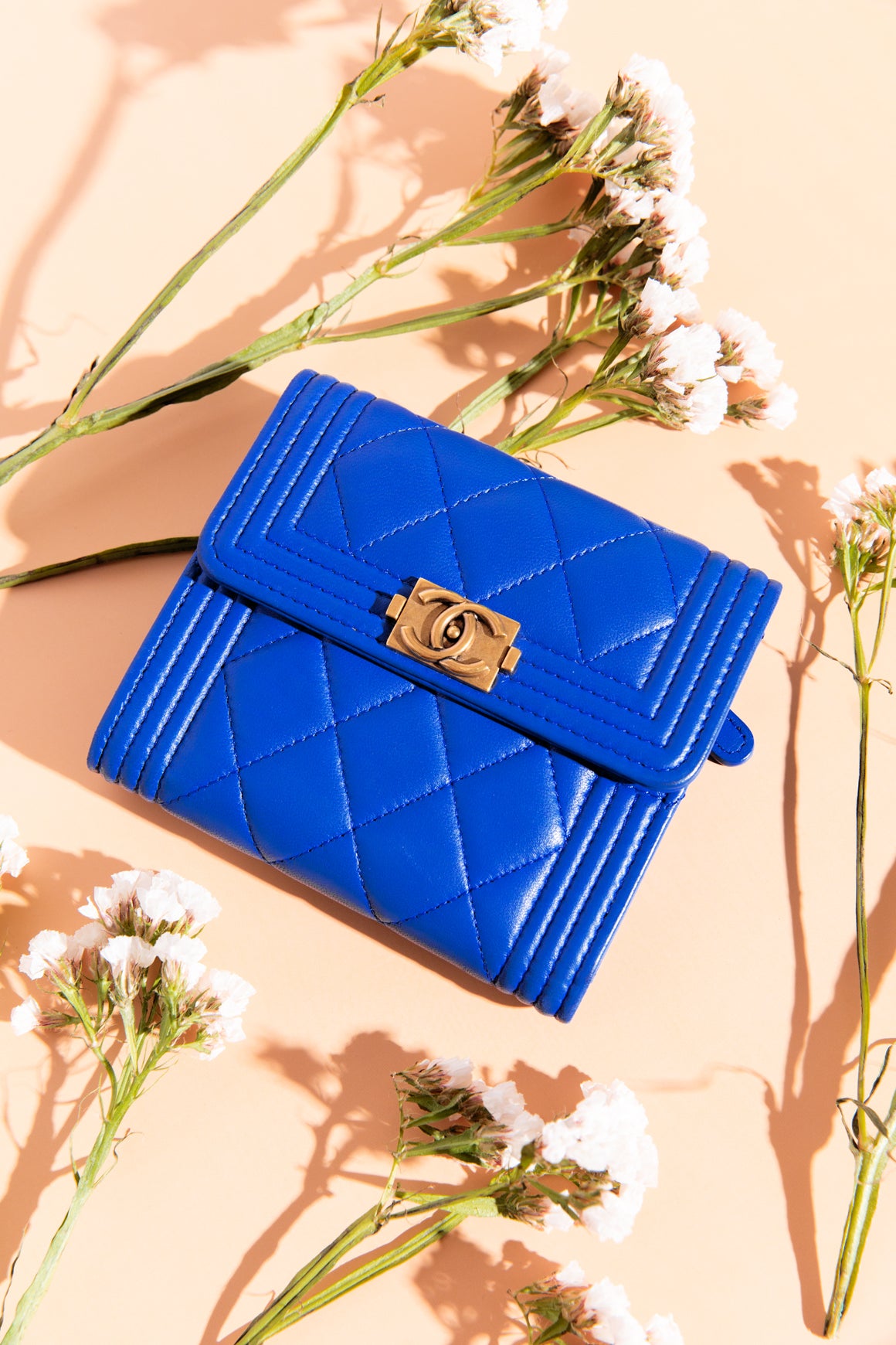 CHANEL Blue Boy Compact Wallet
