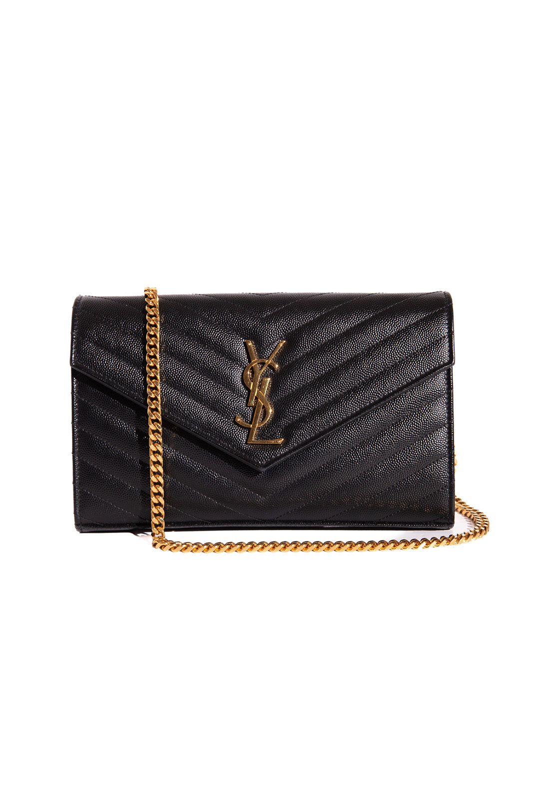 SAINT LAURENT Black Cassandre Wallet on Chain