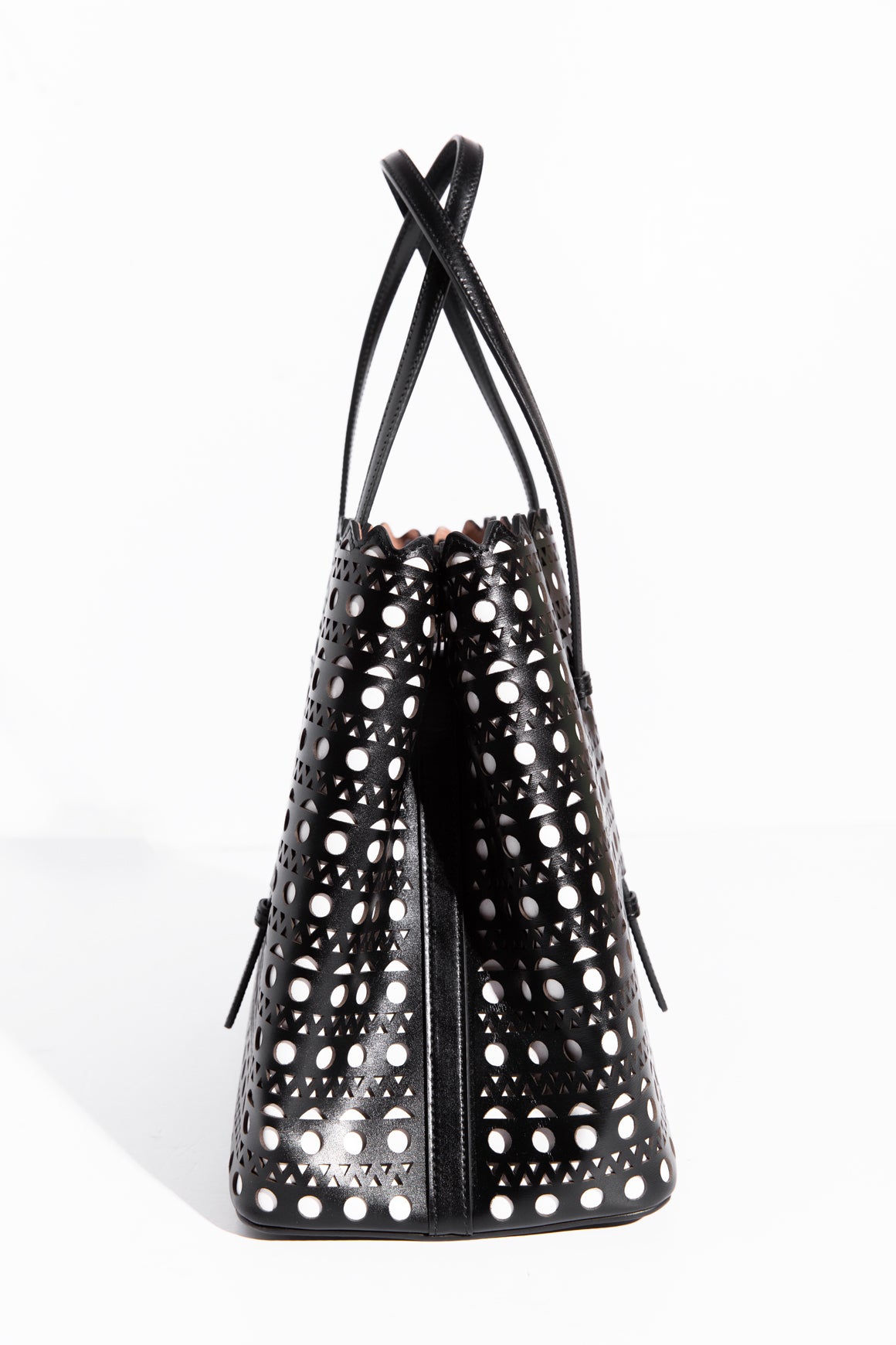 ALAIA Black & White "Mina" Top Handle Bag